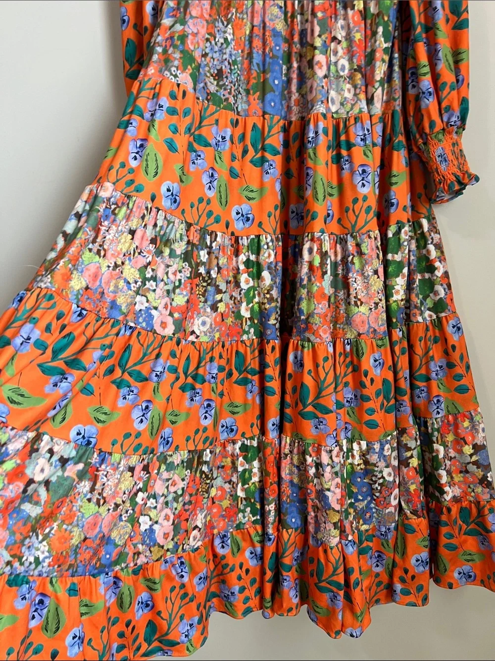 Hutch Orange Floral Maxi Dress with Blue & Green Accents - Picture 5 of 10
